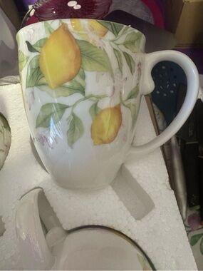 Princess House Yellow Lemon Motif Ceramic Mug